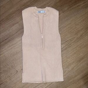 Zara Ribbed Knit Top with Zipper